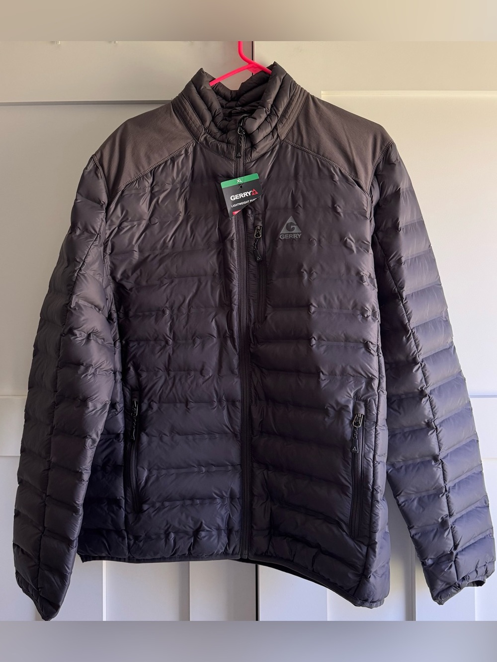 NWT Gerry Mens Lightweight Puffer Coat Full Zip Jacket Gray size XL